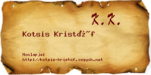 Kotsis Kristóf névjegykártya